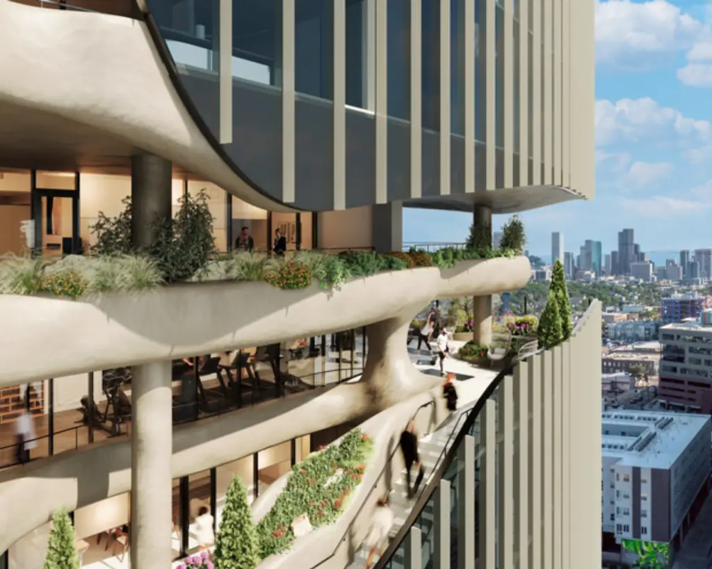 Image of a rendering view of One River North building in Denver, Colorado.