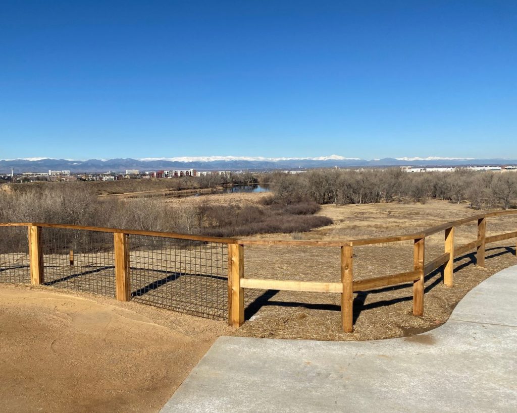 Bluff Lake Nature Center fence and view.
