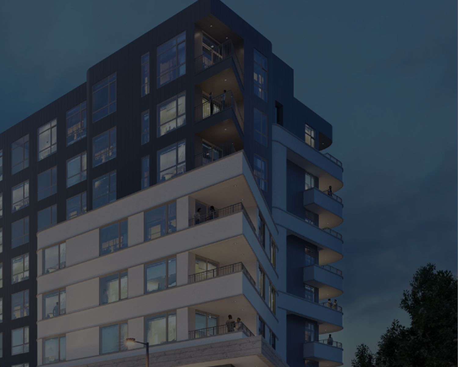 Brown and white multi-family building in Denver, Colorado with blue sky in the background.